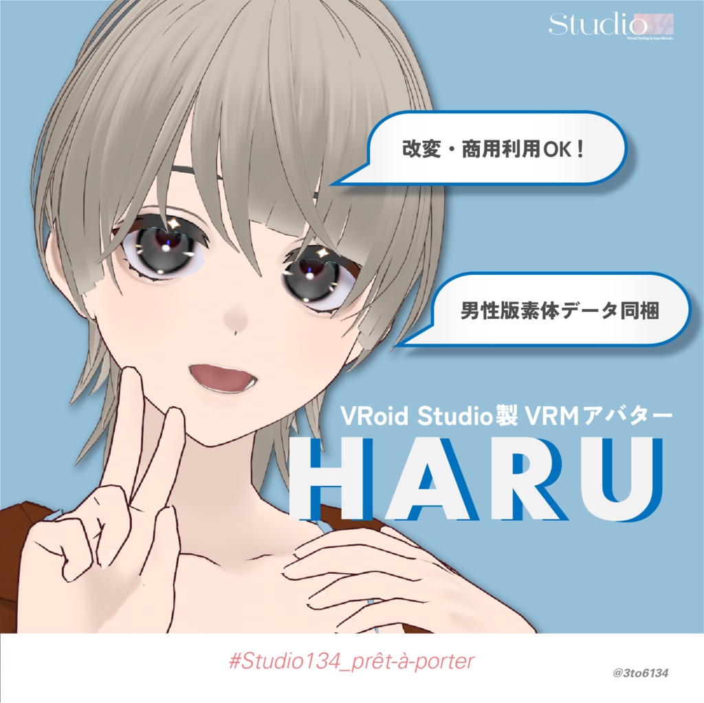 【VRoid Studio製3Dモデル】HARU【.vrm／.vroid同梱】