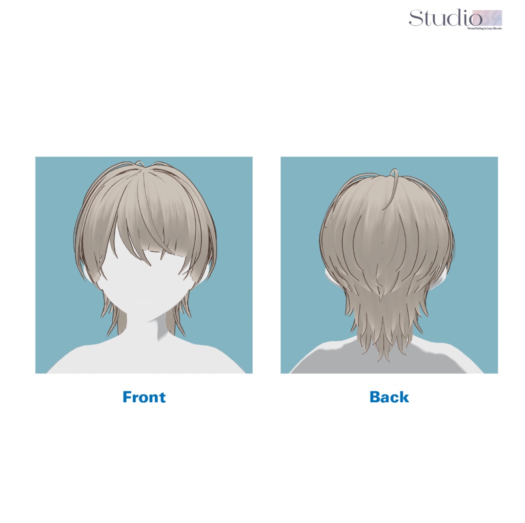 【VRoidヘアプリセット】姫カットウルフヘア【髪型セット】