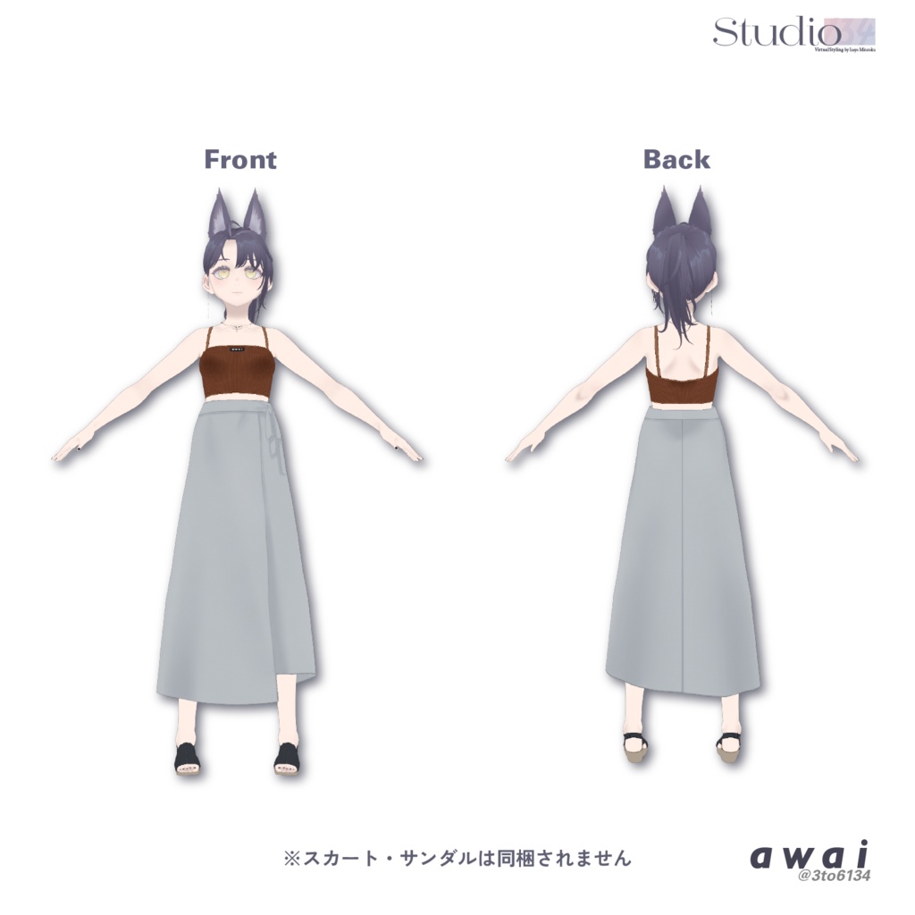 【VRoid衣装テクスチャ】Open Collar Shirt【#awai_Studio134】