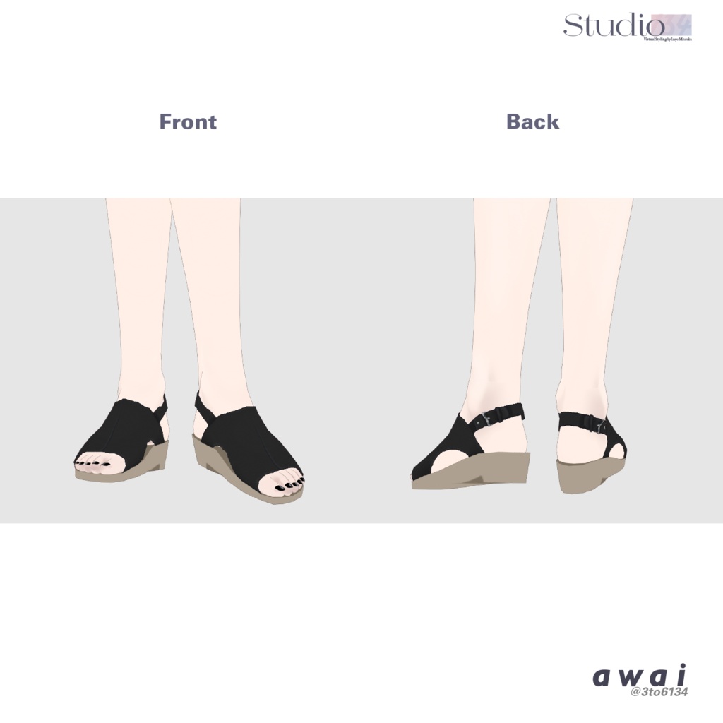 【VRoid衣装テクスチャ】Unisex Leather Sandal【#awai_Studio134】