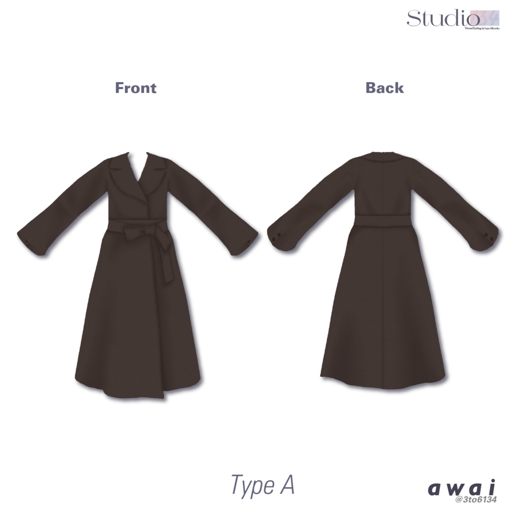 【VRoid衣装テクスチャ】Cashmere Gown Coat【#awai_Studio134】