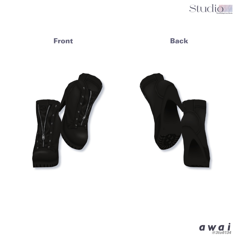 【VRoid衣装テクスチャ】Zip-up High Heels【#awai_Studio134】