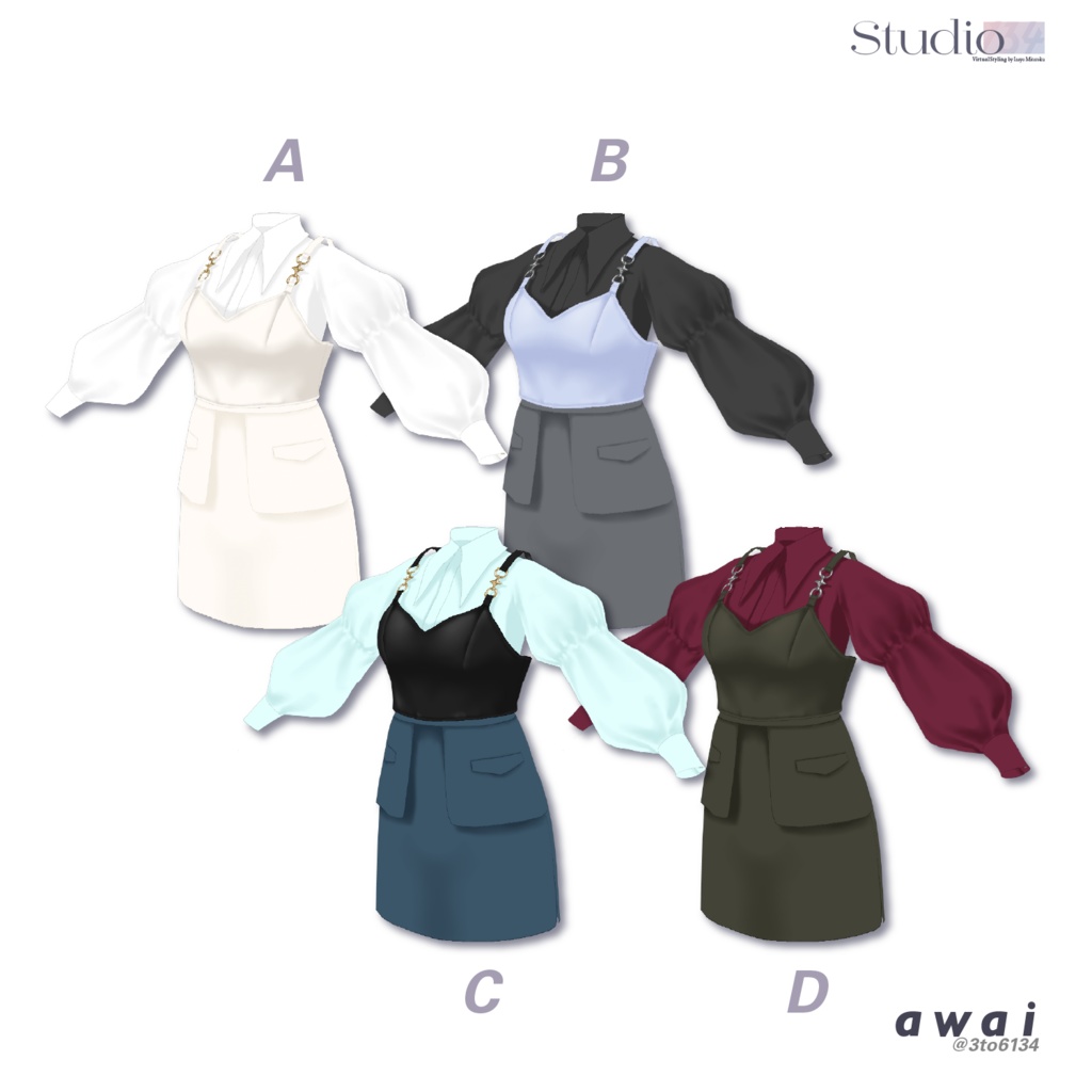 【VRoid衣装テクスチャ】 Éclat Dress【#awai_Studio134】