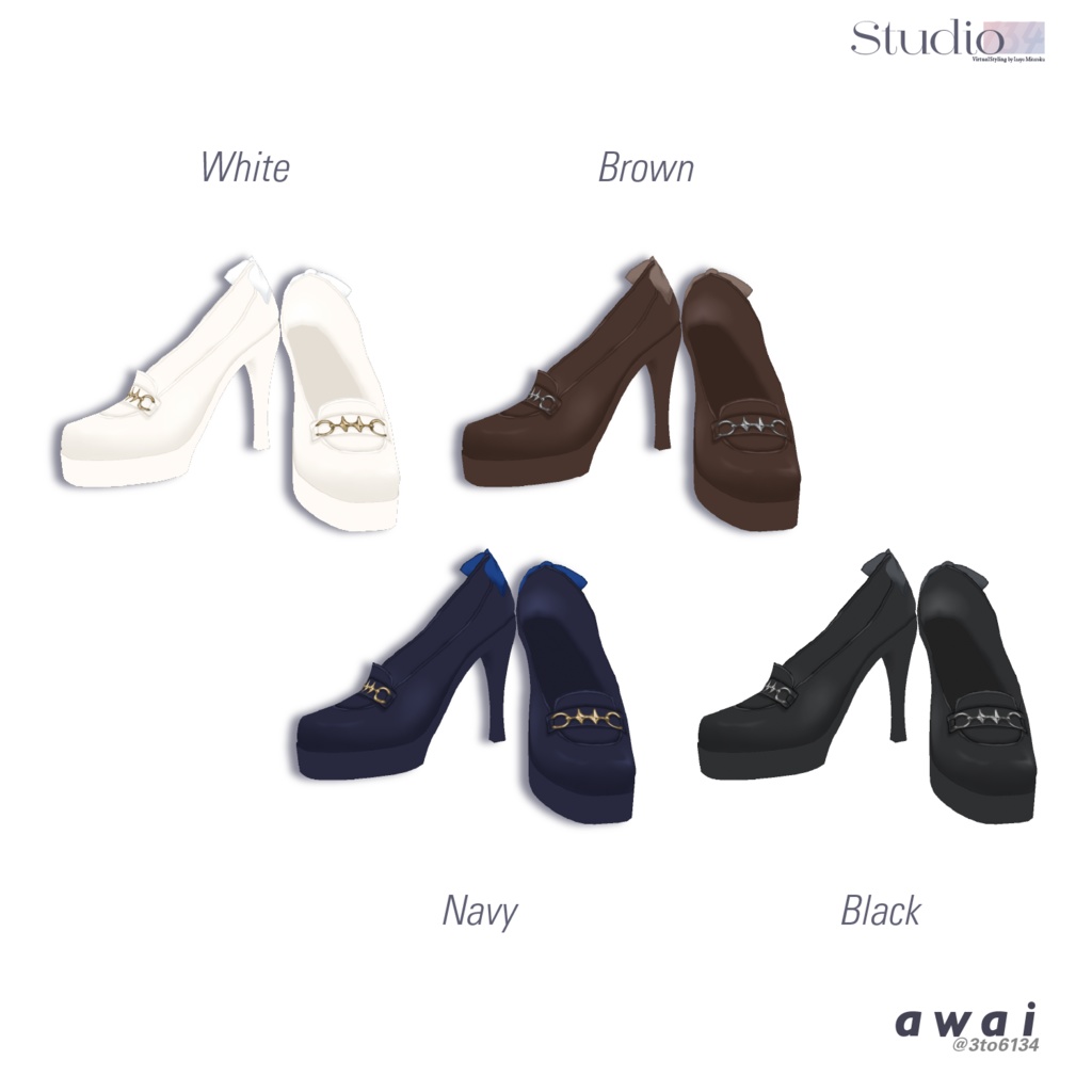 【VRoid衣装テクスチャ】 Éclat Shoes【#awai_Studio134】