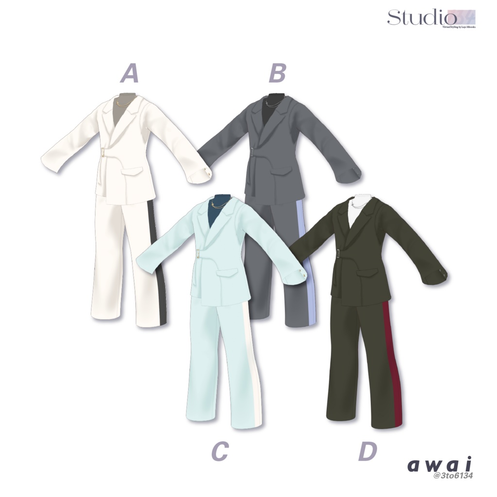 【VRoid衣装テクスチャ】 Éclat Co-ords【#awai_Studio134】
