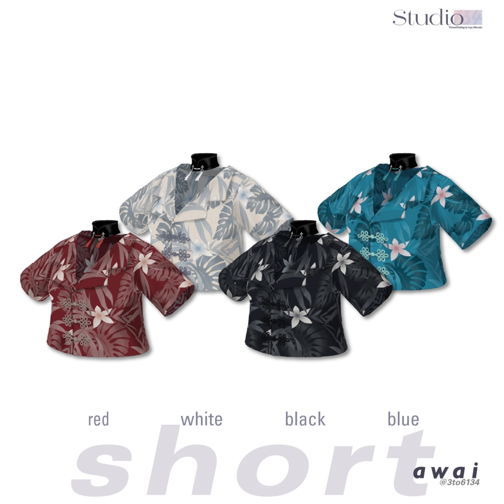 【VRoid衣装テクスチャ】Chinese Aloha Shirt【#awai_Studio134】