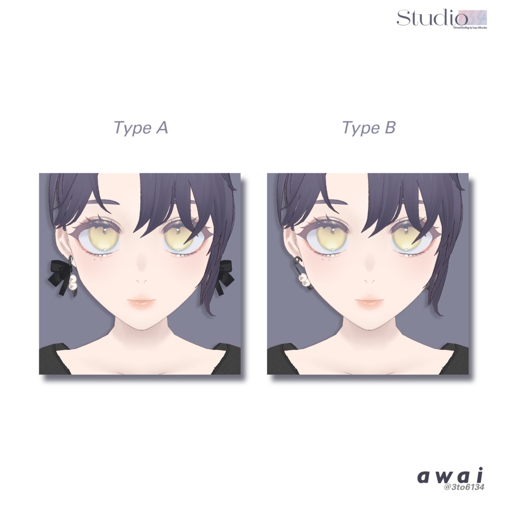 【VRoid髪型製アクセサリー】Safety Pin Pierces【#awai_Studio134】