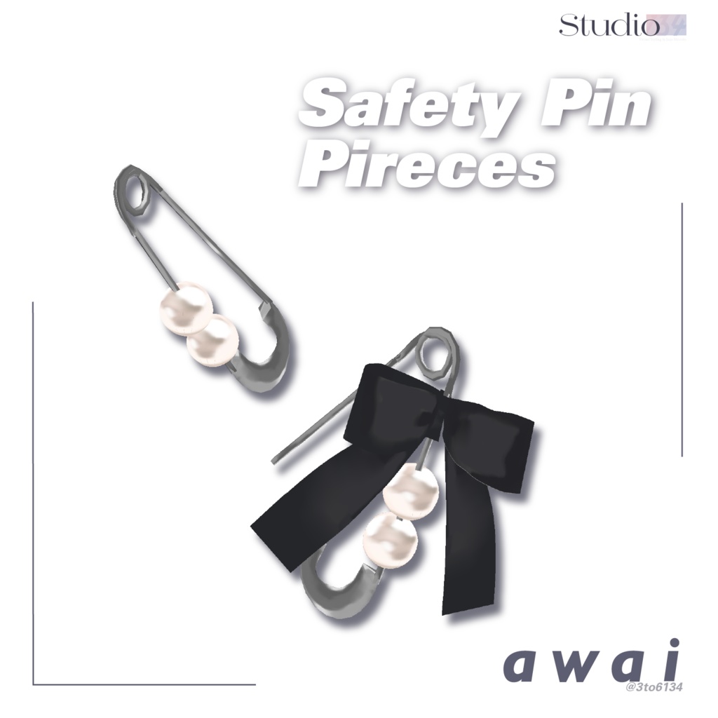 【VRoid髪型製アクセサリー】Safety Pin Pierces【#awai_Studio134】