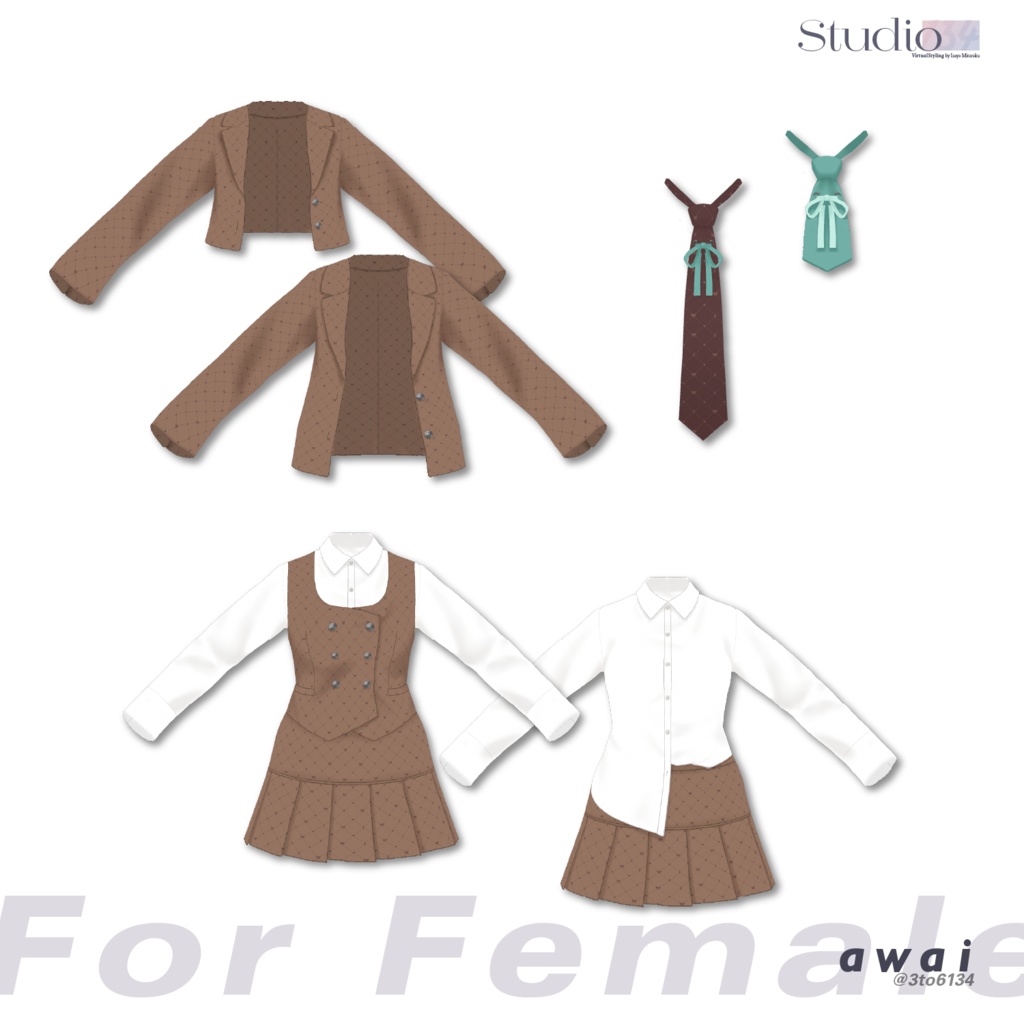 【無料版あり/VRoid衣装テクスチャ】Juvunille Co-ords【#awai_Studio134】