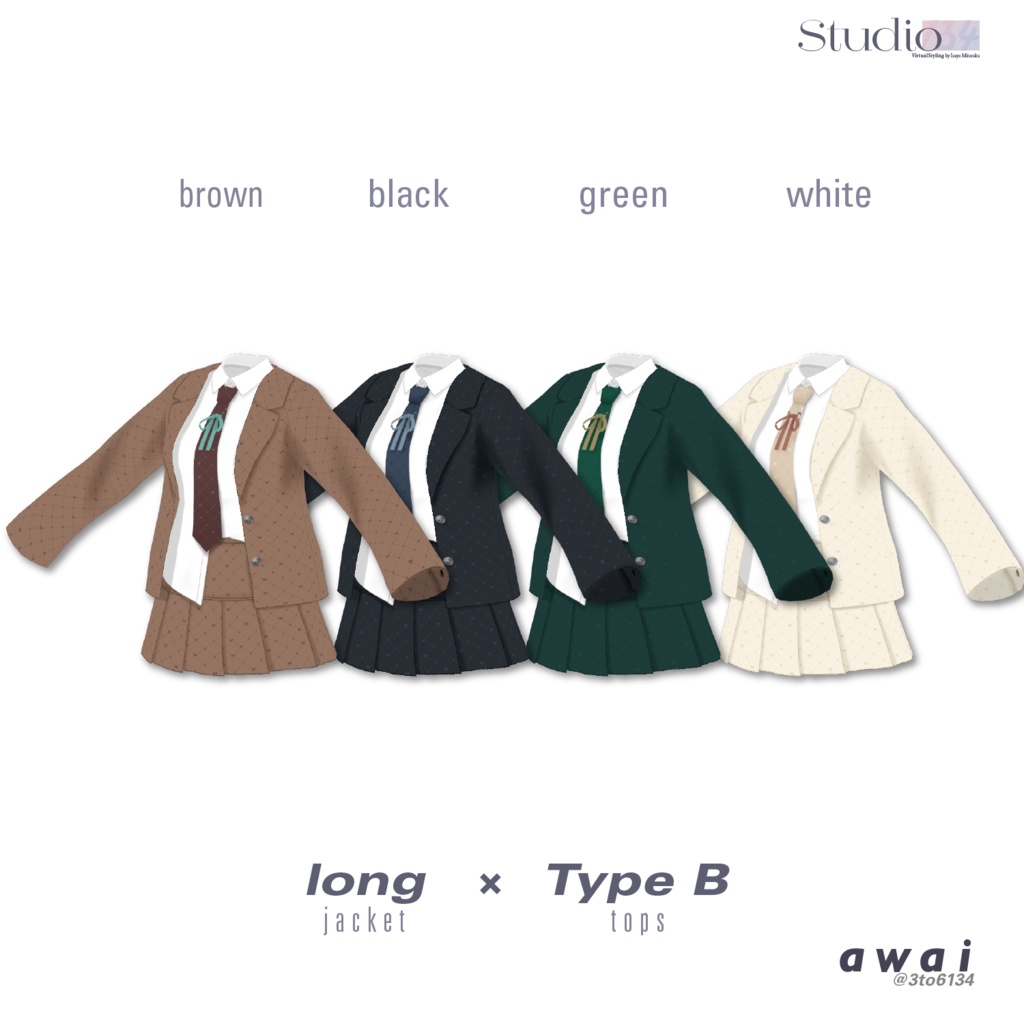 【無料版あり/VRoid衣装テクスチャ】Juvunille Co-ords【#awai_Studio134】