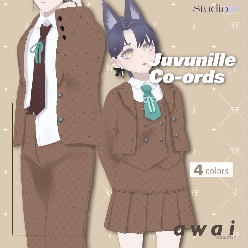 【無料版あり/VRoid衣装テクスチャ】Juvunille Co-ords【#awai_Studio134】