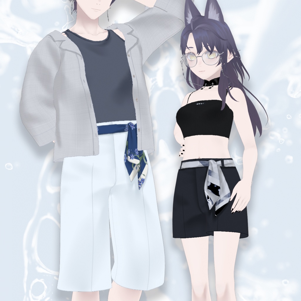 【VRoid衣装テクスチャ】Skurf Belt Pants【#awai_Studio134】