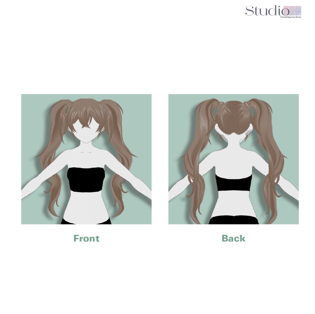 【VRoidヘアプリセット】パンキッシュツインテール【髪型セット】