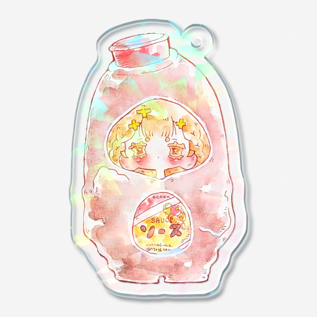 ホログラムキーホルダー(とんかつｿｰｽ娘)