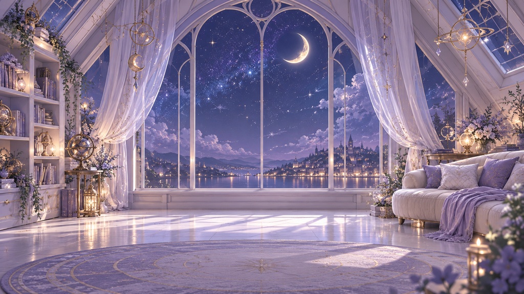 【無料・商用利用OK】星空のアトリエ|VTuber配信背景 PNG【AI生成】