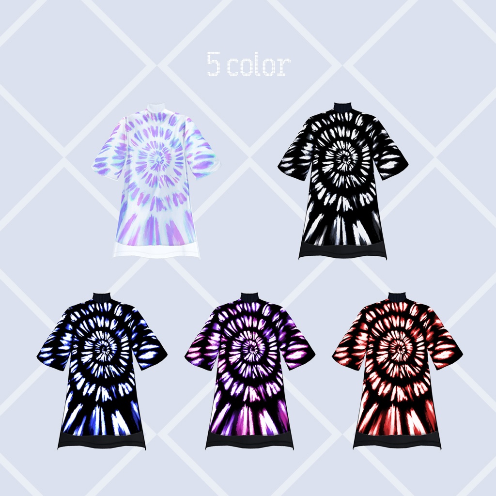 リブネックタイダイTシャツ | #VRoid