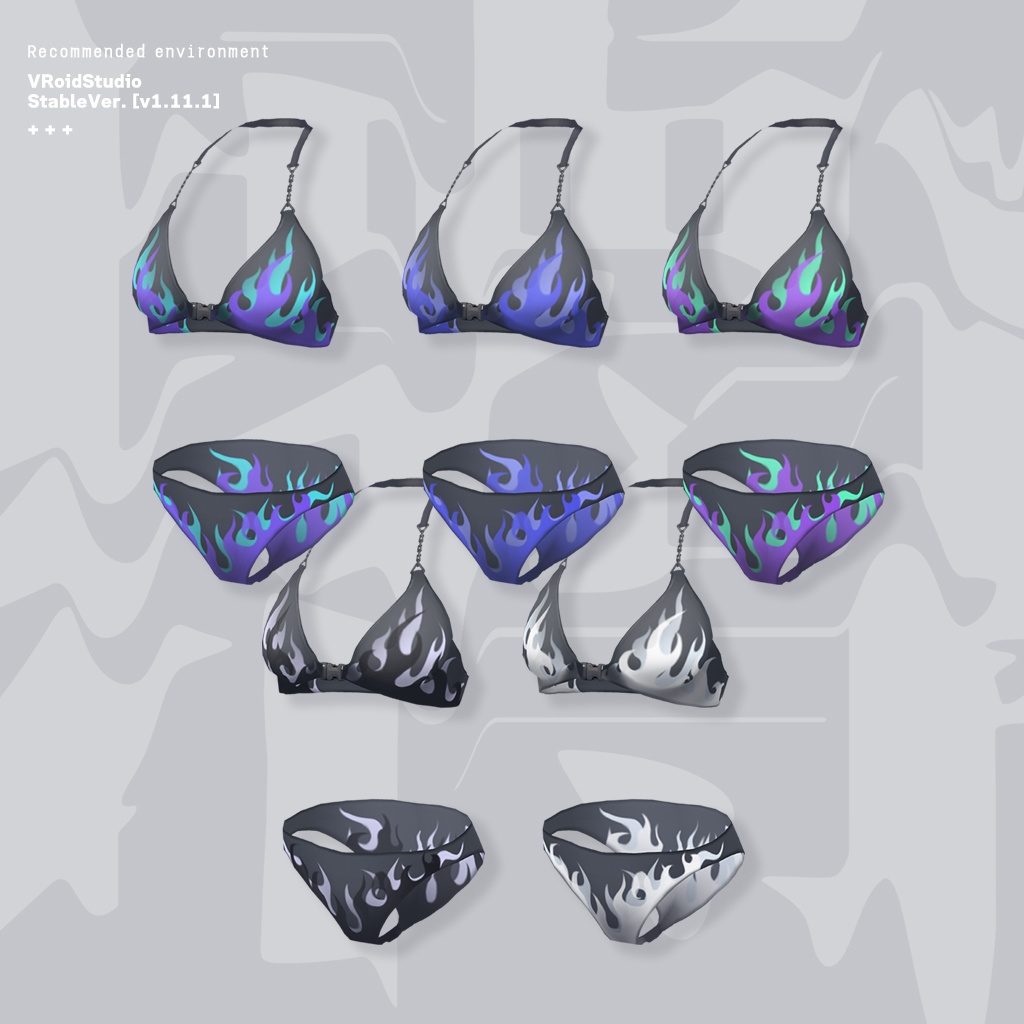 fire-pattern swim wear | 水着 ボディスーツ #VRoid