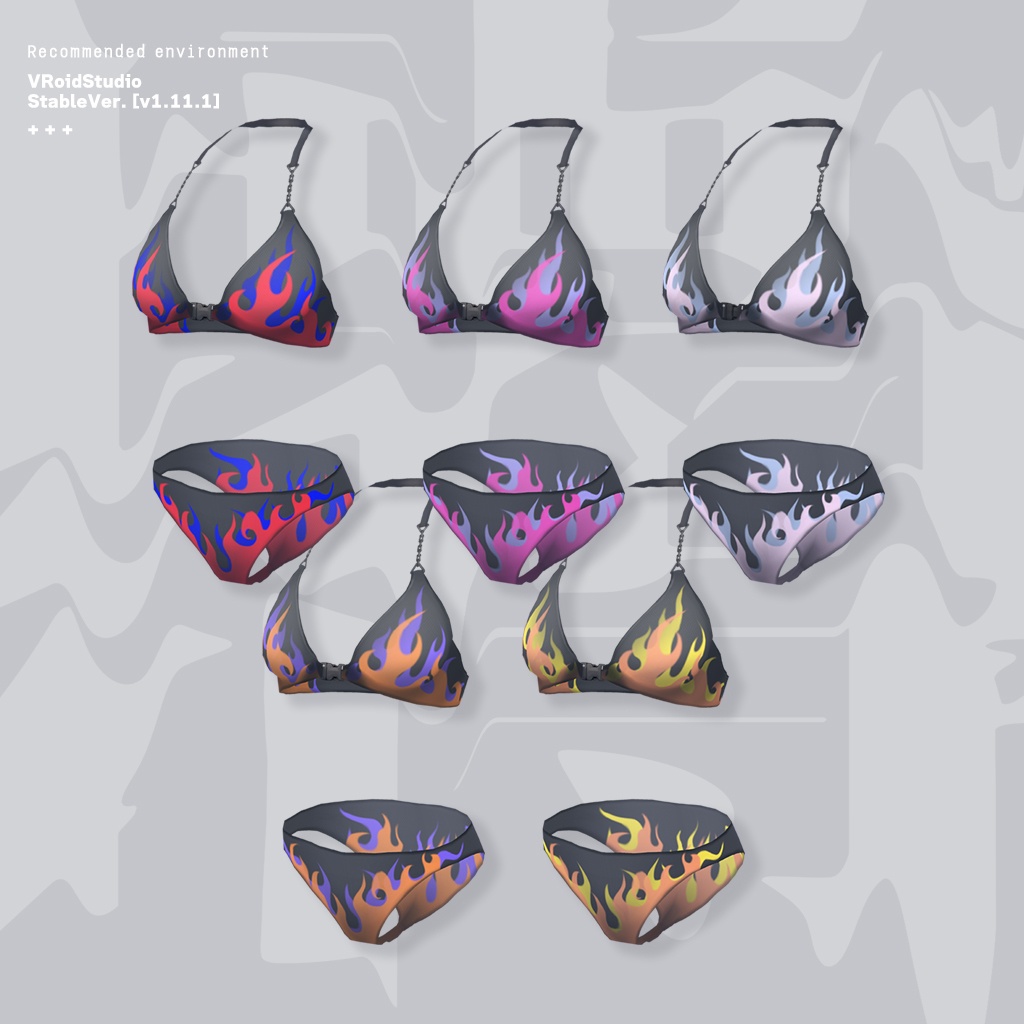 fire-pattern swim wear | 水着 ボディスーツ #VRoid