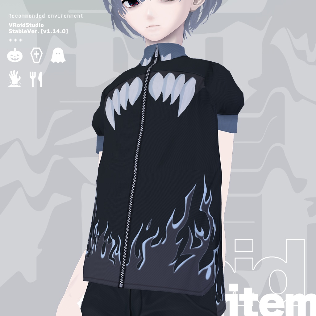 Halloween guttural shirt|パフスリーブシャツ(血糊付き) #VRoid