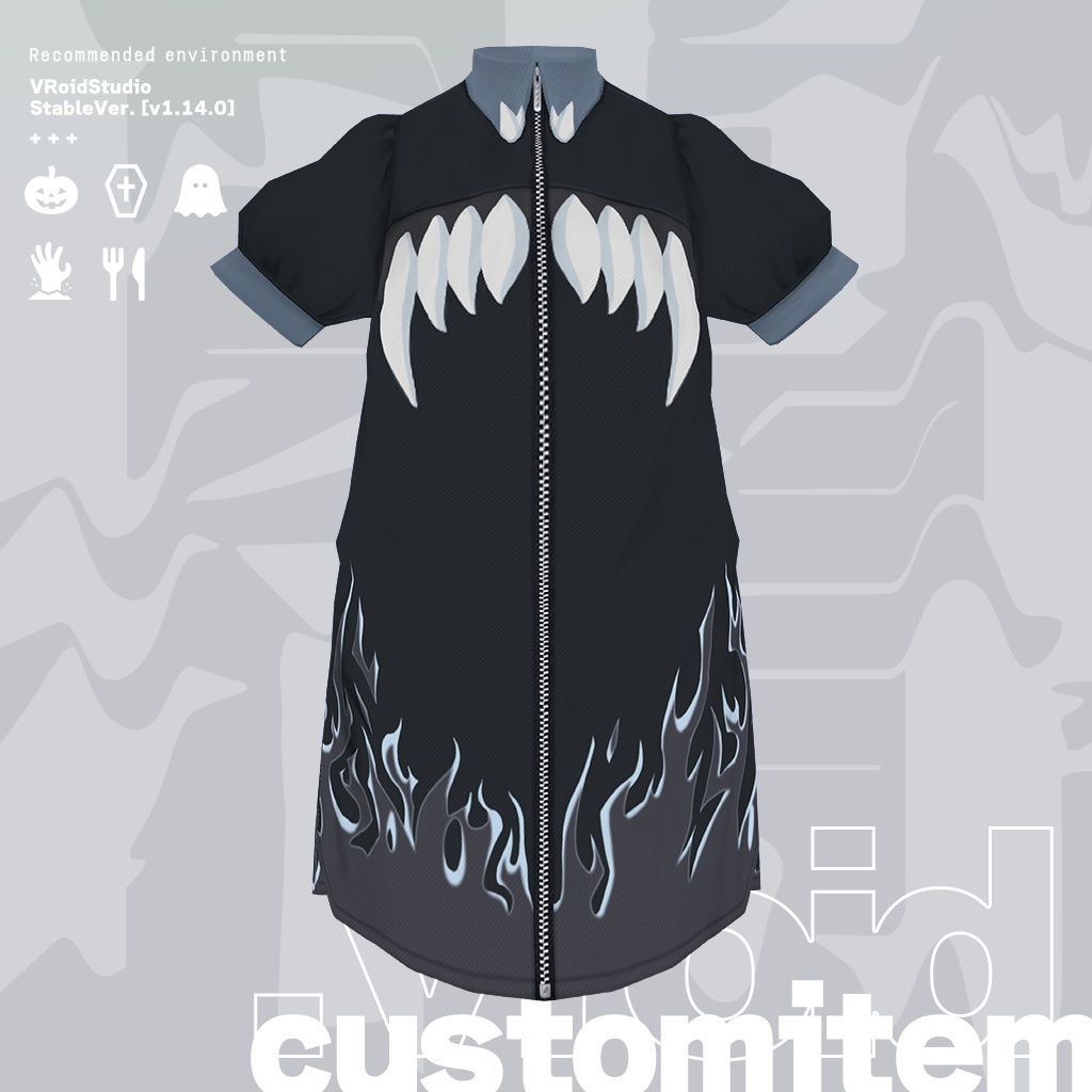 Halloween guttural shirt|パフスリーブシャツ(血糊付き) #VRoid
