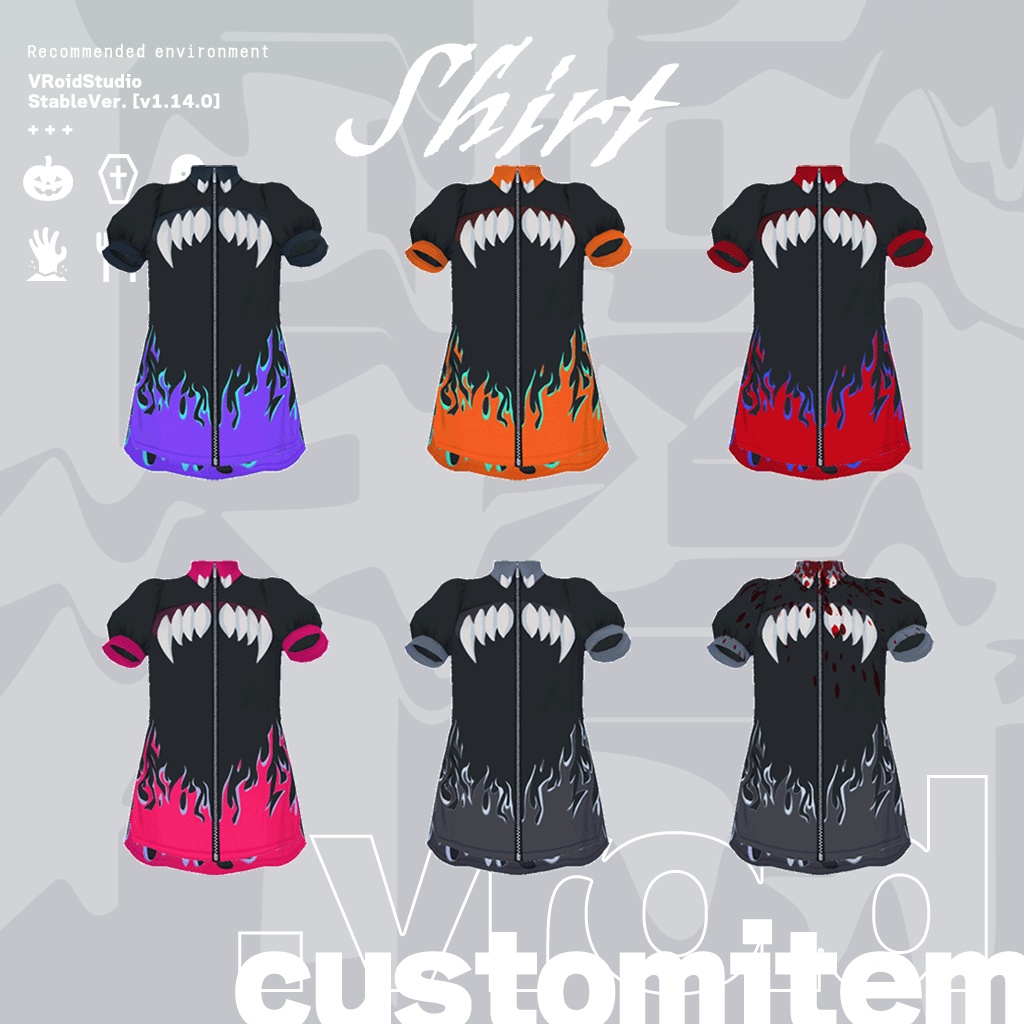 Halloween guttural shirt|パフスリーブシャツ(血糊付き) #VRoid