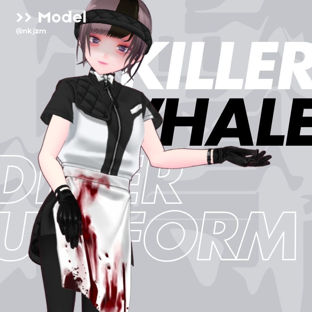 #VRoid | #Halloween | killer whale diner uniform ⚠️ 流血表現
