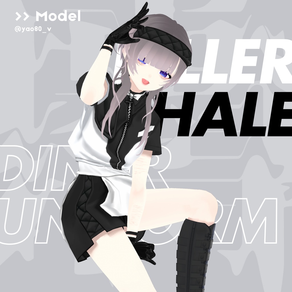 #VRoid | #Halloween | killer whale diner uniform ⚠️ 流血表現