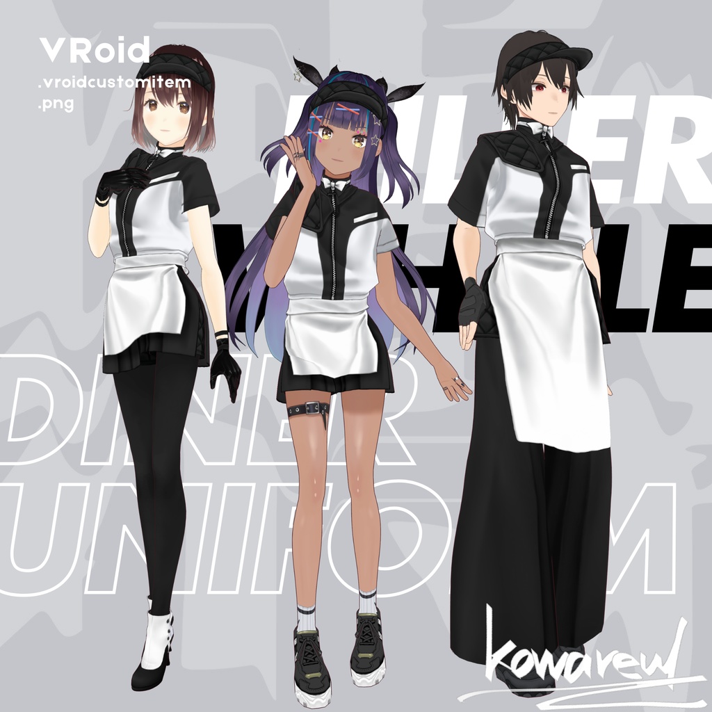 #VRoid | #Halloween | killer whale diner uniform ⚠️ 流血表現