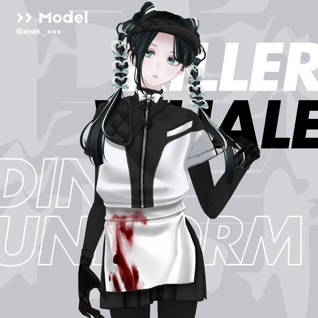 #VRoid | #Halloween | killer whale diner uniform ⚠️ 流血表現