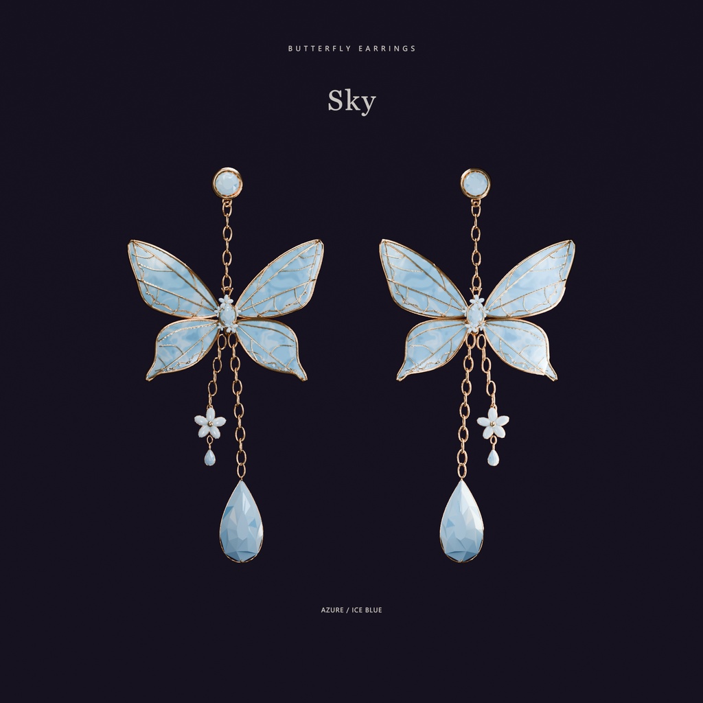 【VRChat】蝶のピアス Butterfly Earrings|全5色・片耳/両耳【Modular Avatar / PhysBone / lilToon】