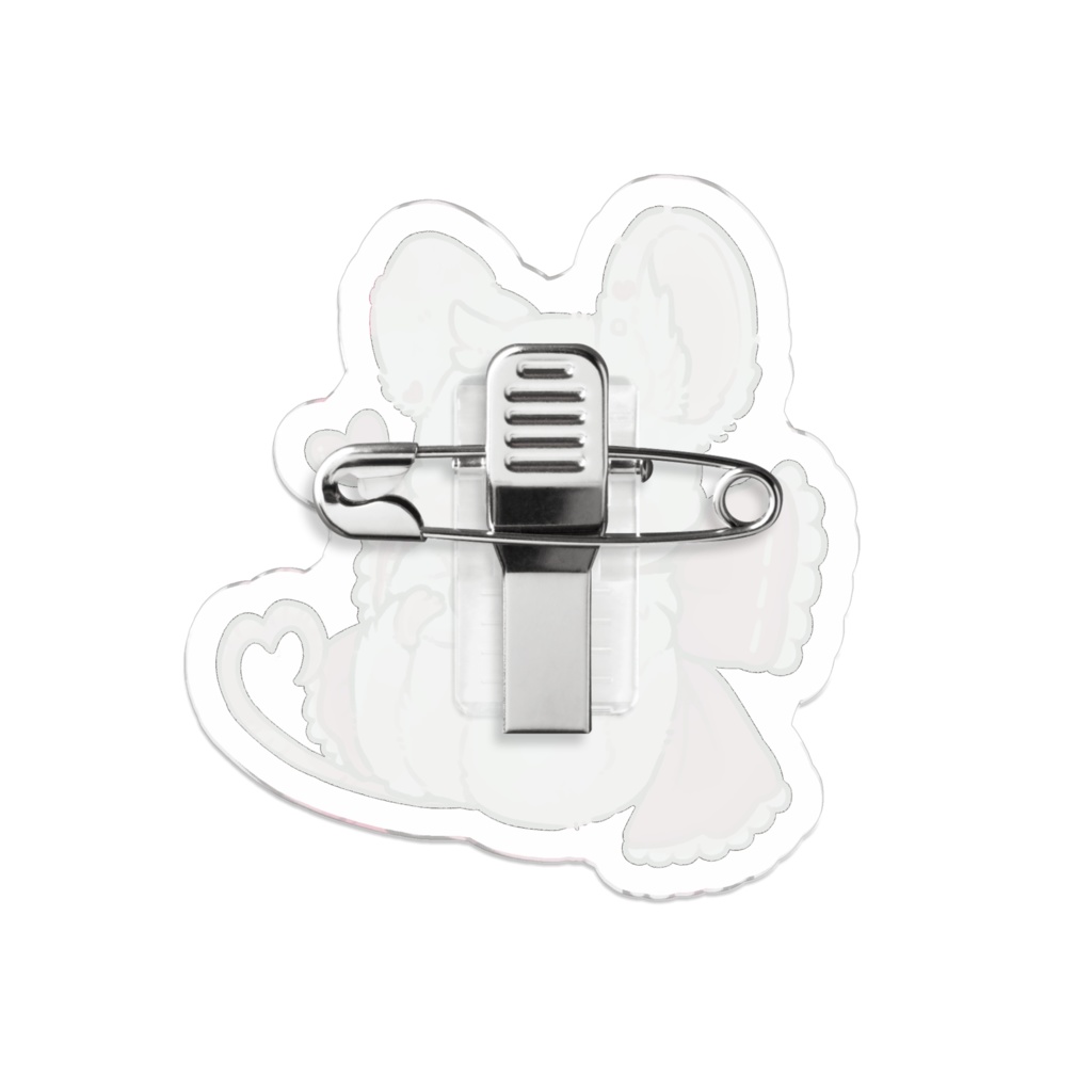 おめかし白ネズミのアクリルバッジ