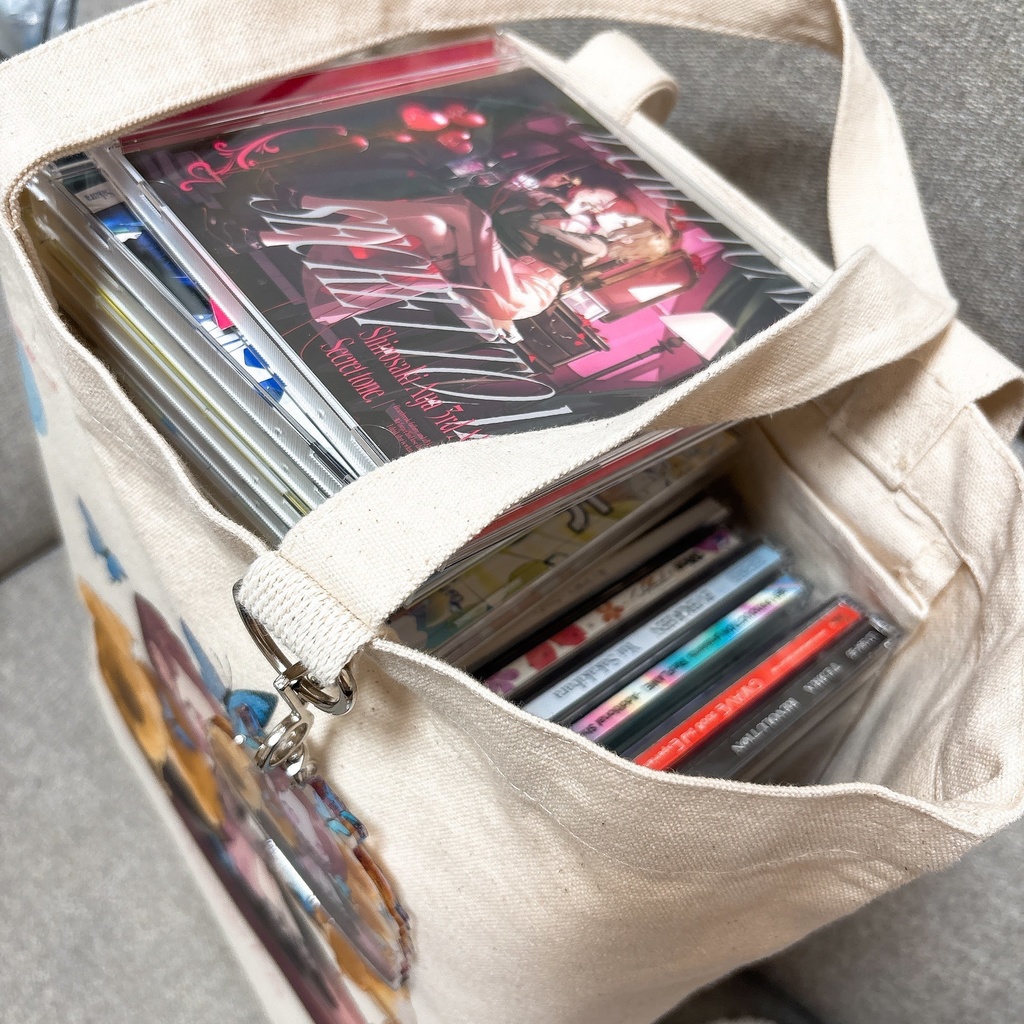 A4トートバッグ底マチ/キーホルダーホルダー/内ポケット付き