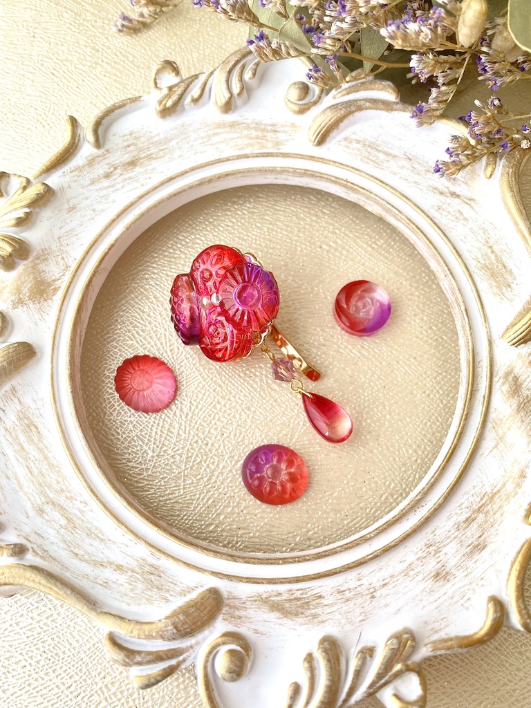 チェリーピンクの雫　2wayドロップのポニーフック