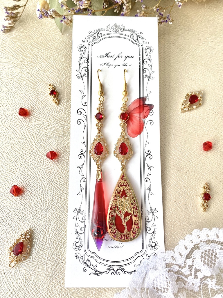 スカーレットパープルのステンドグラス風薔薇水晶