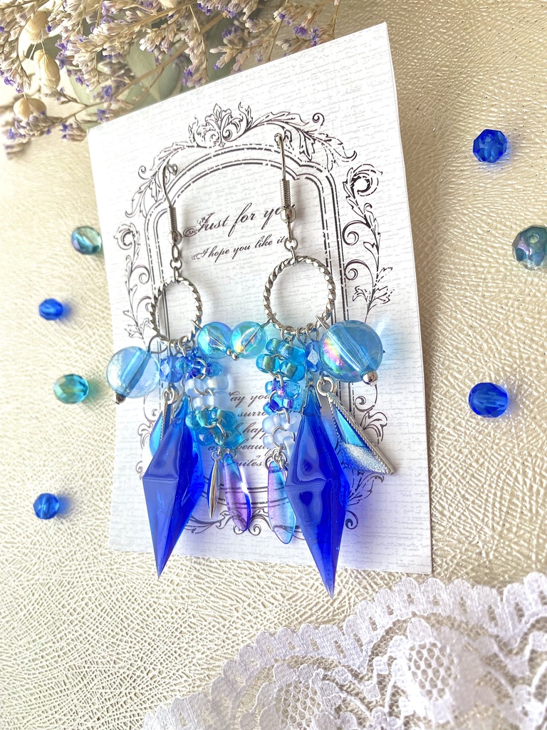 ブルーオーシャンの泡沫 ペンデュラムピアス