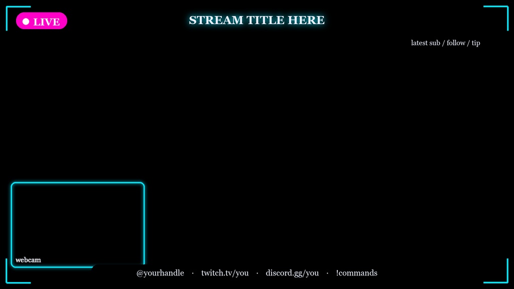 Neon Cyber Animated Twitch Overlay Kit / ネオンサイバー