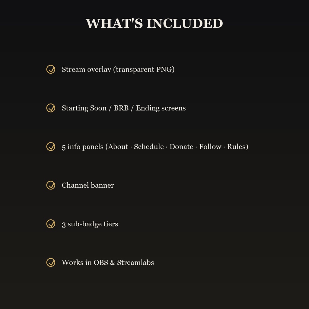 Gold Luxe Animated Twitch Overlay Kit / ゴールドラグジュアリー