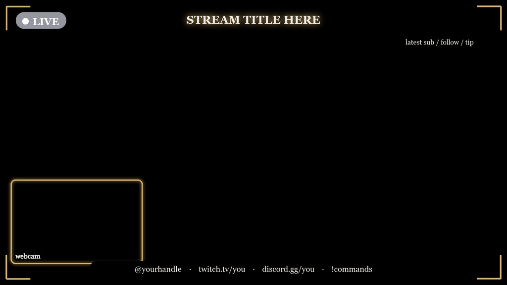Gold Luxe Animated Twitch Overlay Kit / ゴールドラグジュアリー