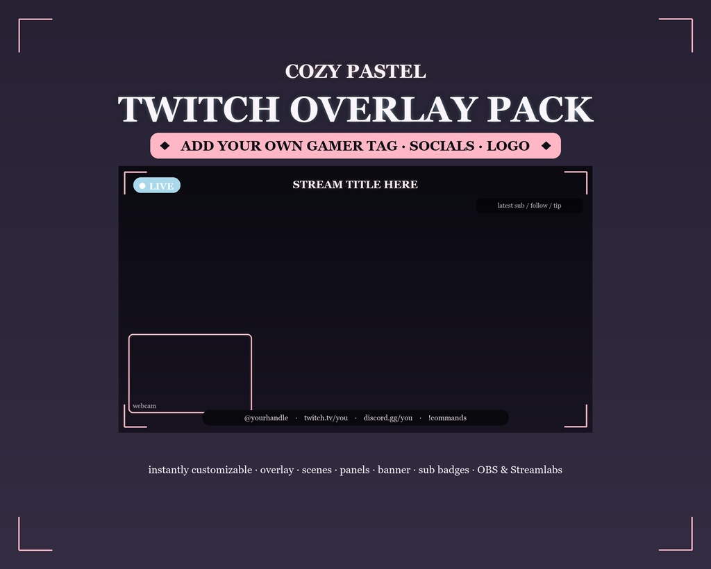 Cozy Pastel Twitch Overlay Kit / コージーパステル