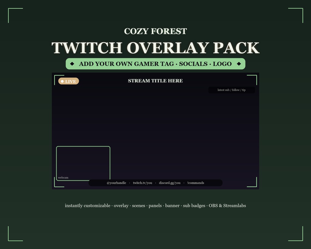 Cozy Forest Twitch Overlay Kit / コージーフォレスト