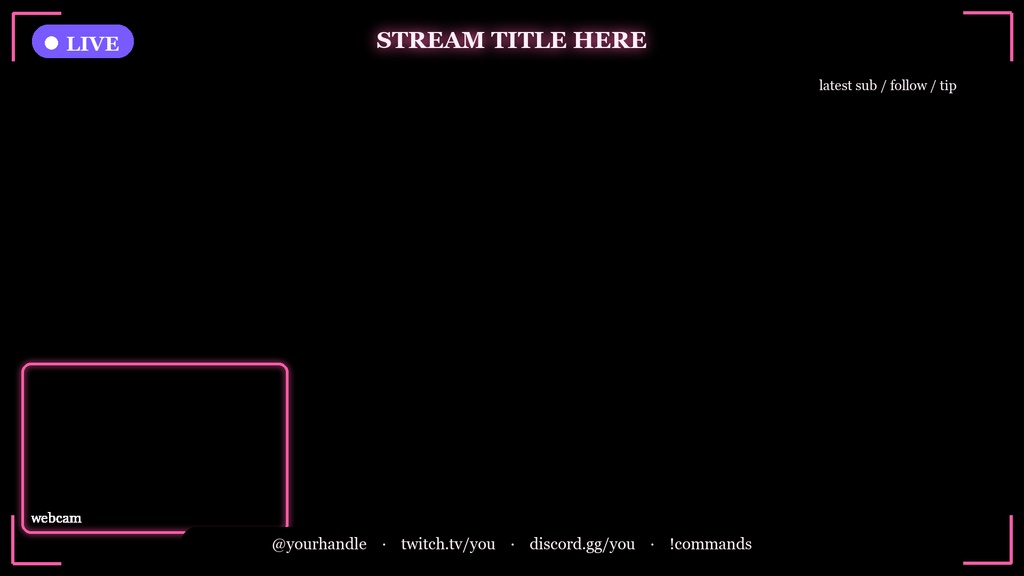 Retro Synthwave Twitch Overlay Kit / レトロシンセウェーブ