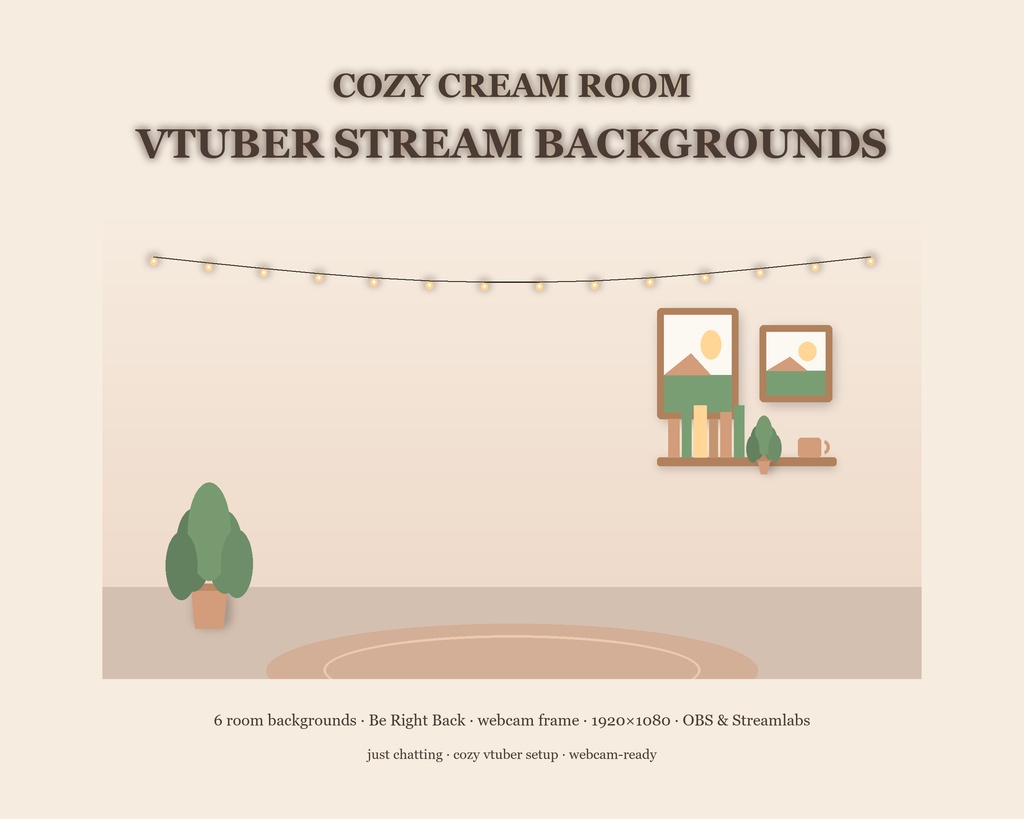 Cozy Cream Room VTuber Stream Background Pack / クリームルーム
