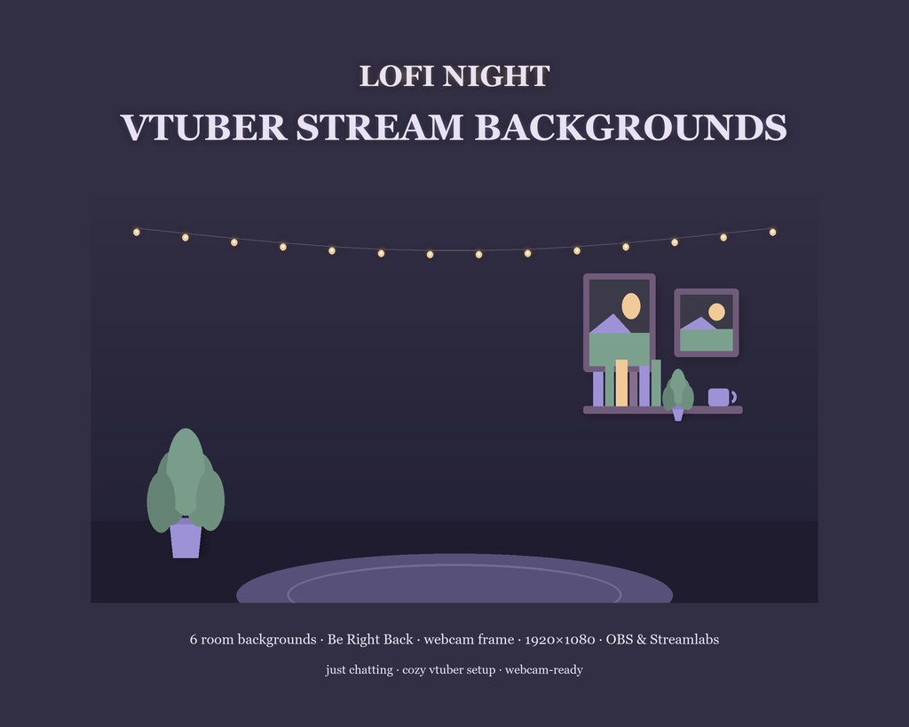 Lofi Night VTuber Stream Background Pack / ローファイナイト