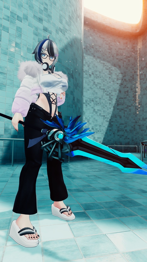 【3Dモデル】紫炎不死鳥の槍 -Flame Phoenix Spear-【エフェクト付き】