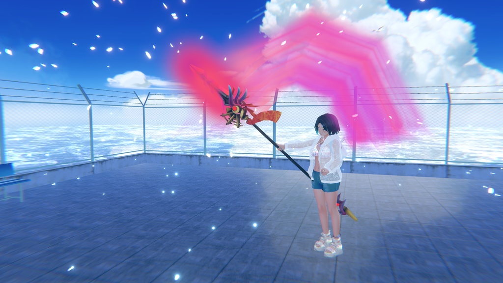 【3Dモデル】紫炎不死鳥の槍 -Flame Phoenix Spear-【エフェクト付き】