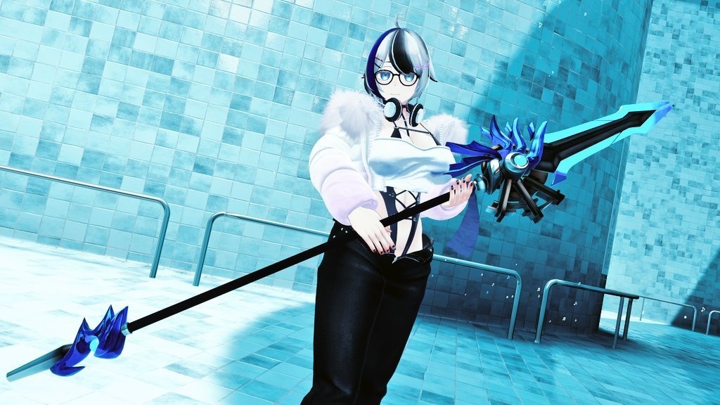 【3Dモデル】紫炎不死鳥の槍 -Flame Phoenix Spear-【エフェクト付き】