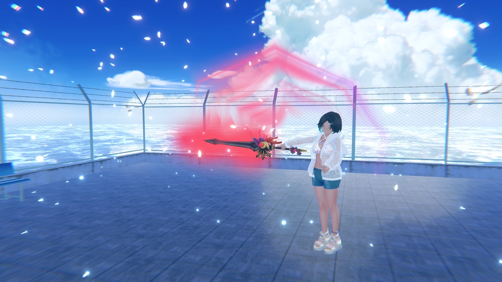 【3Dモデル】紫炎不死鳥の剣 -Flame Phoenix Sword-【エフェクト付き】