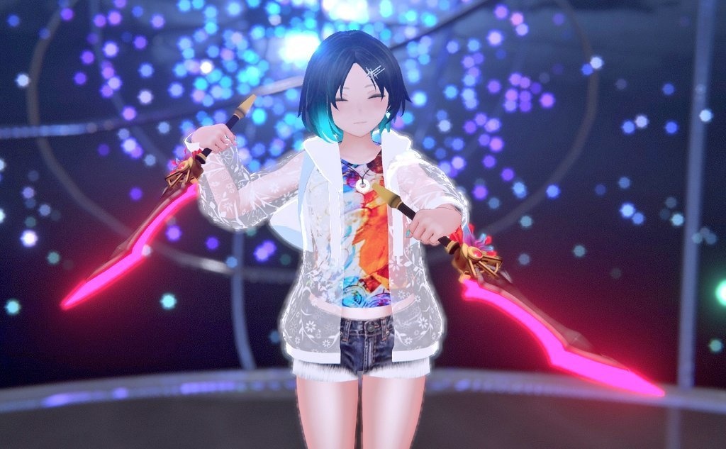 【3Dモデル】紫炎不死鳥の短剣 -Flame Phoenix Daggers-【エフェクト付き】