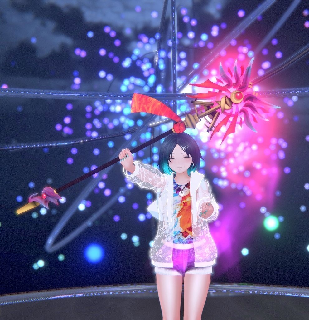 【3Dモデル】紫炎不死鳥の杖 -Flame Phoenix Rod-【エフェクト付き】