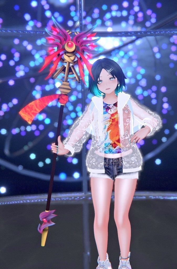 【3Dモデル】紫炎不死鳥の杖 -Flame Phoenix Rod-【エフェクト付き】